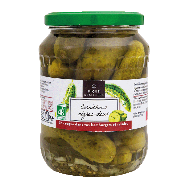 Pique Assiettes -- Cornichons aigres-doux bio - 360 g